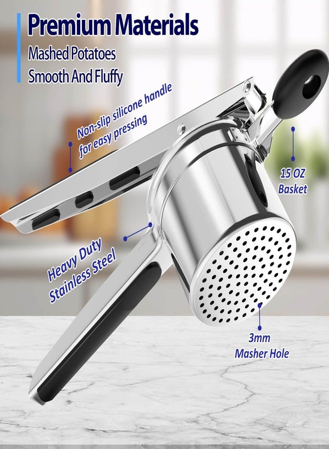SPEENSUN Potato Ricer, Ricer For Mashed Potatoes, 15 OZ Heavy Duty Stainless Steel Potato Masher Make Fluffy Mashed Potatoes, Fixed Disc Spaetzle Maker Without Messy, With Silicone Handle - Image 3