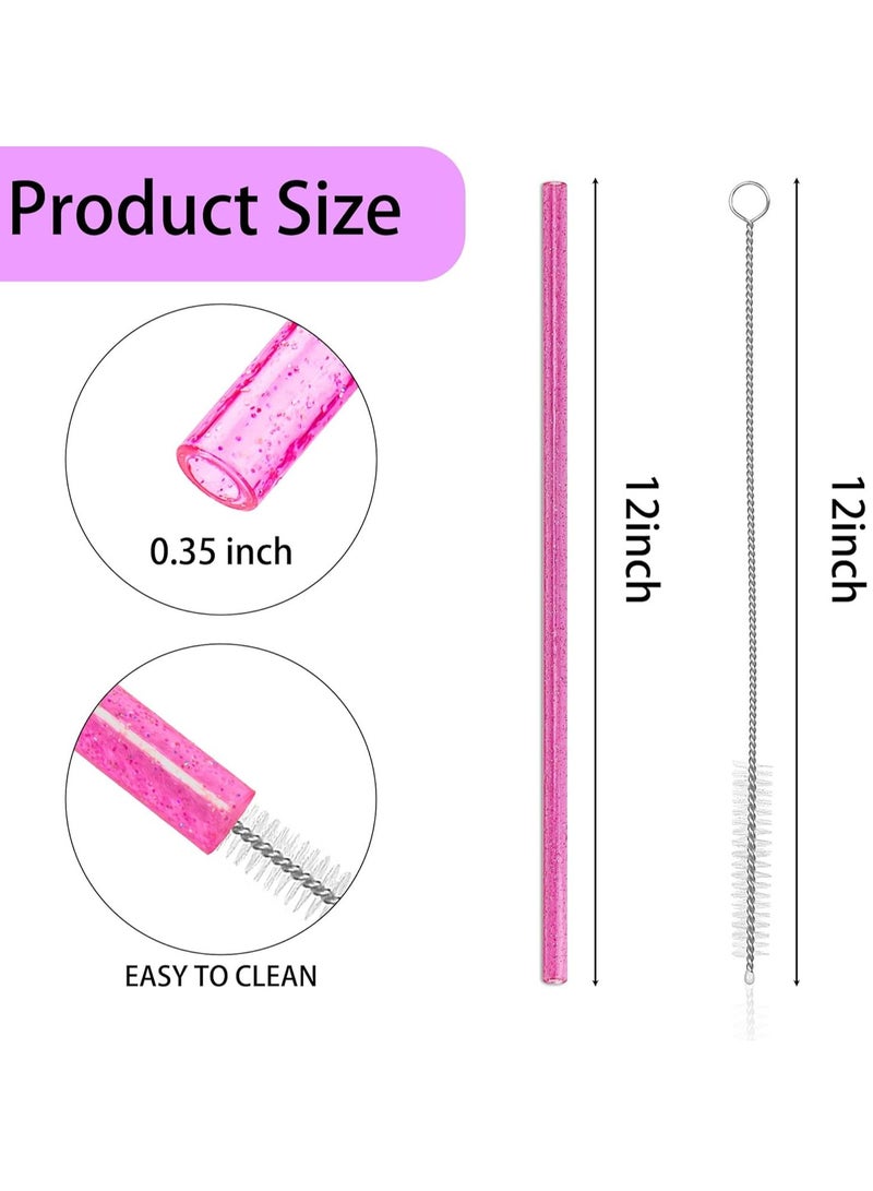 إسكدنيا 10 عبوات قشات بديلة، قشات بلاستيكية لامعة مقاس 12 بوصة مع فرشاة تنظيف - Image 5