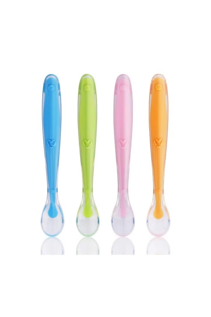 YOONISPRO 4-Piece Baby Feeding Training Spoon, Tip Silicone Spoon Helps Babies In Stage 1 Led Weaning Suitable For Newborn Training Spoon BPA-Free - Image 1