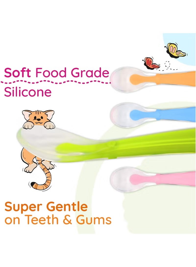 YOONISPRO 4-Piece Baby Feeding Training Spoon, Tip Silicone Spoon Helps Babies In Stage 1 Led Weaning Suitable For Newborn Training Spoon BPA-Free - Image 4