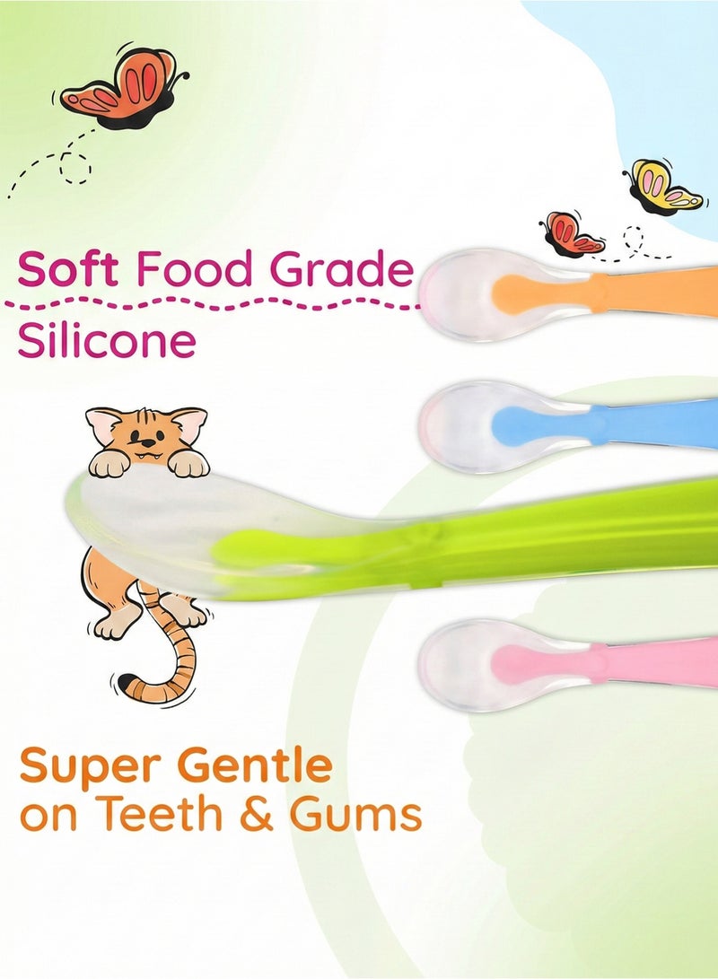 YOONISPRO 4-Piece Baby Feeding Training Spoon, Tip Silicone Spoon Helps Babies In Stage 1 Led Weaning Suitable For Newborn Training Spoon BPA-Free - Image 4