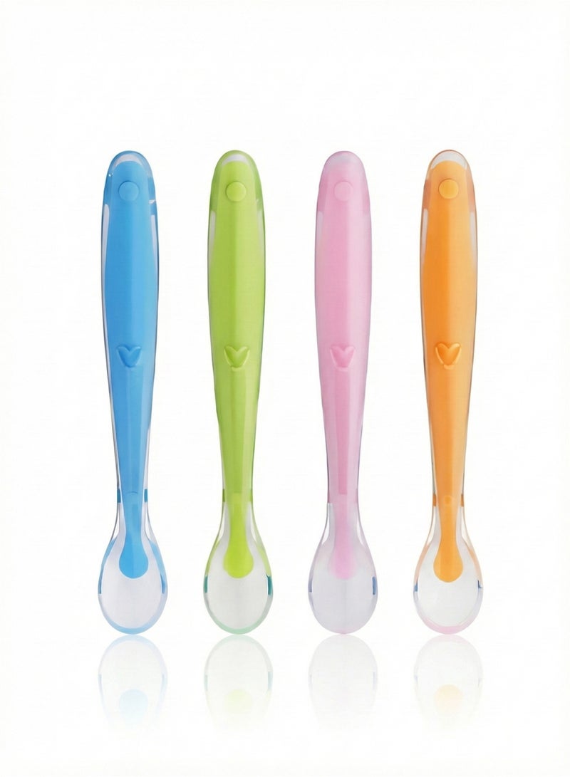 YOONISPRO 4-Piece Baby Feeding Training Spoon, Tip Silicone Spoon Helps Babies In Stage 1 Led Weaning Suitable For Newborn Training Spoon BPA-Free - Image 1