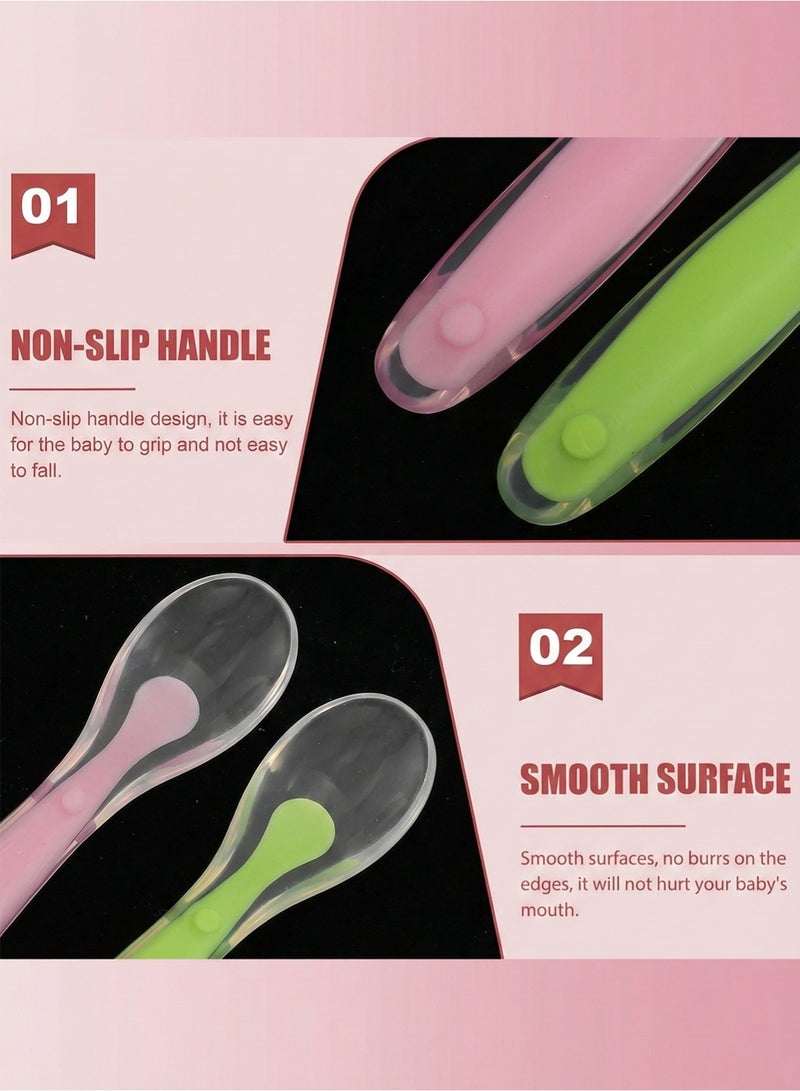 YOONISPRO 4-Piece Baby Feeding Training Spoon, Tip Silicone Spoon Helps Babies In Stage 1 Led Weaning Suitable For Newborn Training Spoon BPA-Free - Image 3