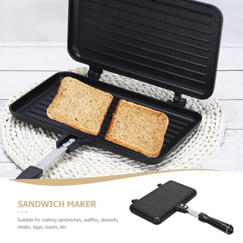 DOITOOL Double-Sided Non-Stick Sandwich Pan 14In Baking Tray with Ergonomic Handle for Stovetop Cooking Sandwiches Omelettes Toasts and More - Image 3