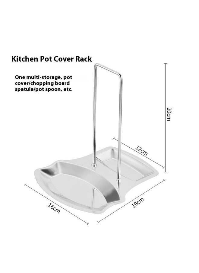 yongsheng Stainless Steel Pan Pot Rack Silver, Pan Lid Holder Progressive Lid and Spoon Rest Shelf Stainless Steel Pan Lid Organizer Kitchen Decor Tool, 19*16*20CM  - Image 2