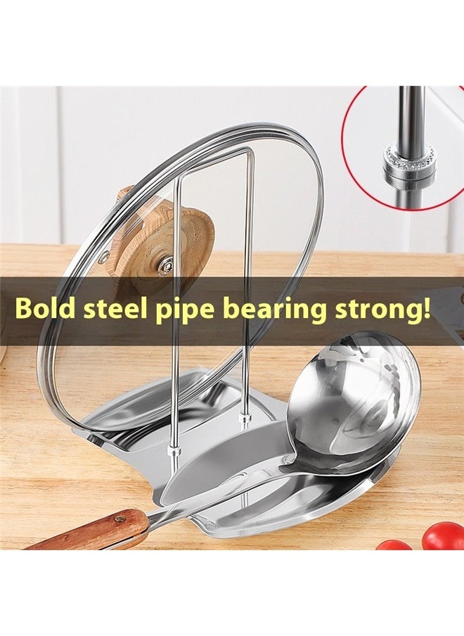 yongsheng Stainless Steel Pan Pot Rack Silver, Pan Lid Holder Progressive Lid and Spoon Rest Shelf Stainless Steel Pan Lid Organizer Kitchen Decor Tool, 19*16*20CM  - Image 4