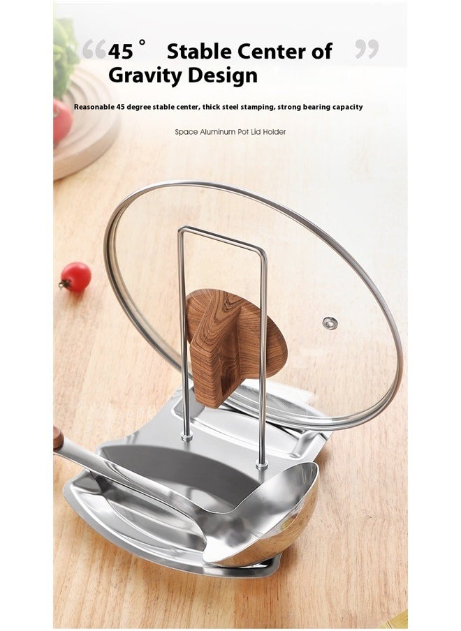 yongsheng Stainless Steel Pan Pot Rack Silver, Pan Lid Holder Progressive Lid and Spoon Rest Shelf Stainless Steel Pan Lid Organizer Kitchen Decor Tool, 19*16*20CM  - Image 5