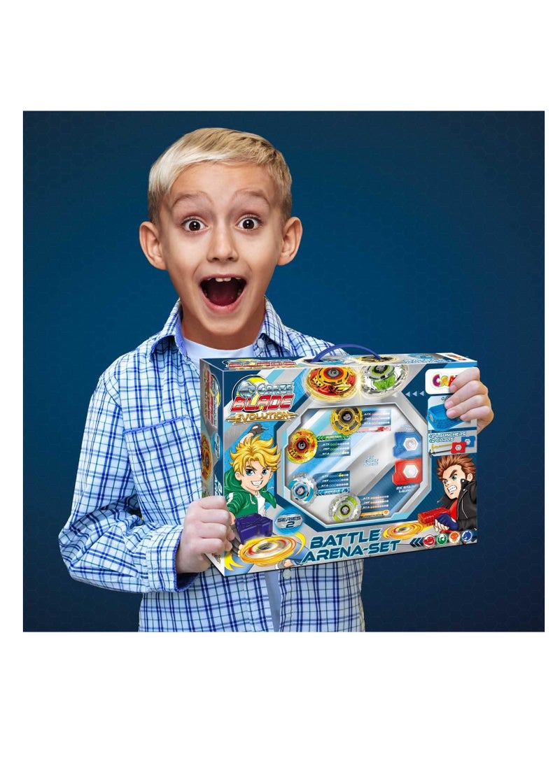 CRAZE Set of 4 Kampfkreisel 32800 XXL Set 4 Blade Metal Spinner with Accessories Battle Arena Spinning Top Burst Gyro Children Toy Boys, Single, Very Robust, 45 x 33.5 x 12 cm  - Image 3