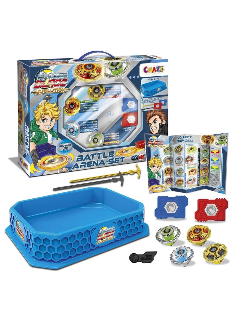 CRAZE Set of 4 Kampfkreisel 32800 XXL Set 4 Blade Metal Spinner with Accessories Battle Arena Spinning Top Burst Gyro Children Toy Boys, Single, Very Robust, 45 x 33.5 x 12 cm  - Image 1