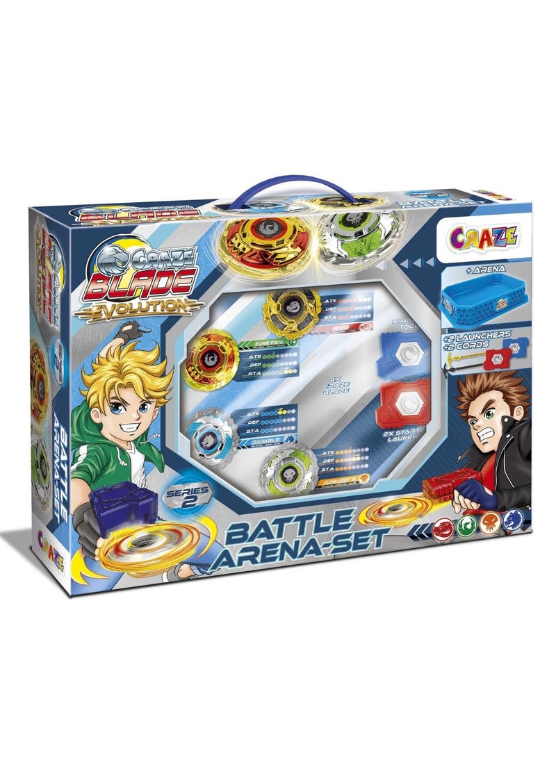CRAZE Set of 4 Kampfkreisel 32800 XXL Set 4 Blade Metal Spinner with Accessories Battle Arena Spinning Top Burst Gyro Children Toy Boys, Single, Very Robust, 45 x 33.5 x 12 cm  - Image 2