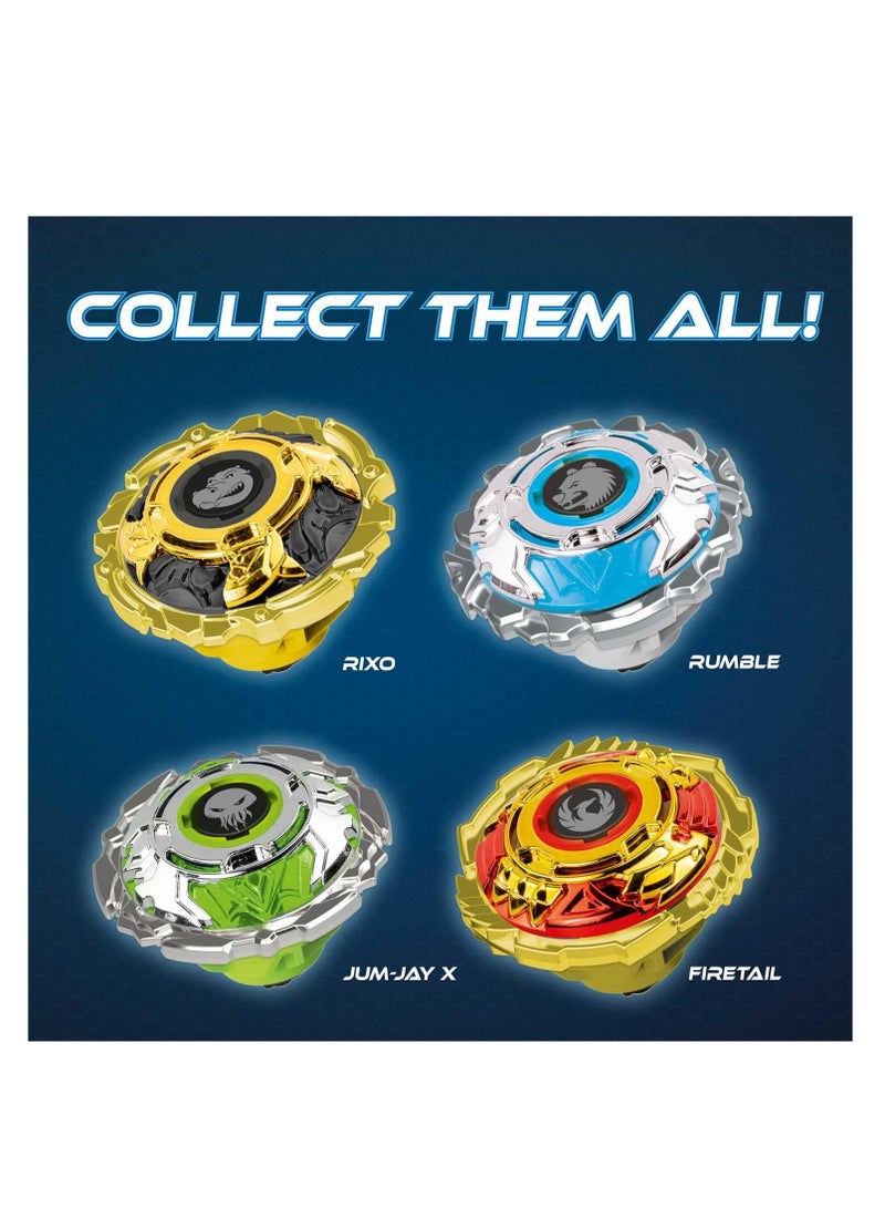 CRAZE Set of 4 Kampfkreisel 32800 XXL Set 4 Blade Metal Spinner with Accessories Battle Arena Spinning Top Burst Gyro Children Toy Boys, Single, Very Robust, 45 x 33.5 x 12 cm  - Image 4