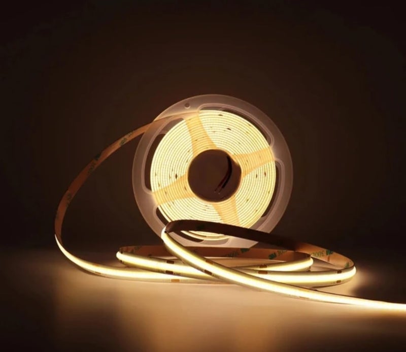 LED COB Strip Light, 5M 320LED Flexible Light Strip, 12V with Power Supply (3000K) - Image 3