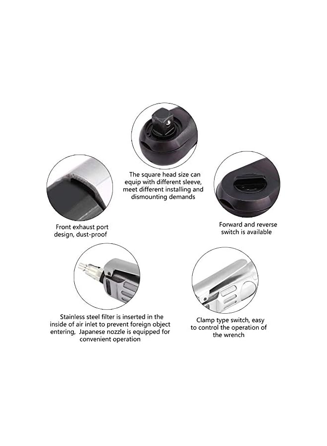 PROMASS مفتاح ربط هوائي بروماس، 1/2" مفتاح تأثير احترافي ثقيل، 50 قدم-رطل مفتاح ربط هوائي قابل للعكس، مجموعة أدوات، 160 دورة في الدقيقة - Image 4