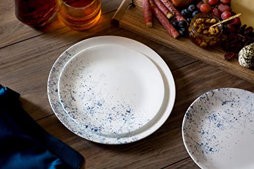 Corelle Vitrelle 18-Piece Service for 6 Dinnerware Set Triple Layer Glass and Chip Resistant, Lightweight Round Plates and Bowls Set, Indigo Speckle - Image 3