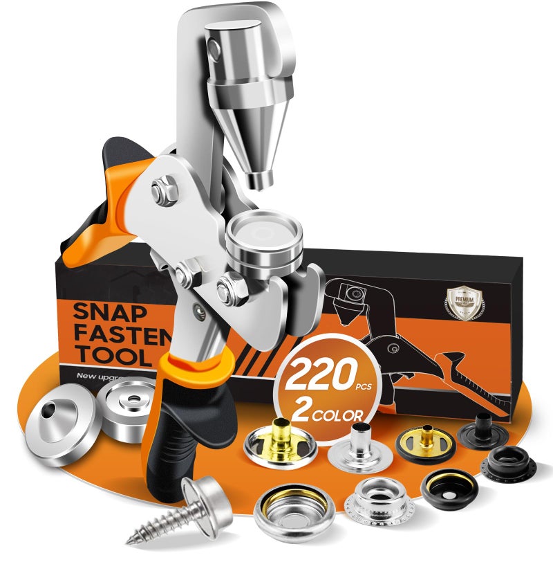 toolhoper Snap Fastener Tool, Snap Kit with Tool, Canvas Snap Tool with 300 pcs Boat Cover Snaps, Repair and Replace Snaps DIY Leather, Sewing, Tarps, Fabric - Image 1