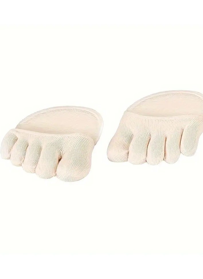 Goolsky 1pair Anti-friction Half-palm Five-toe Socks For Women, Sweat-absorbing Sponge Pads, Breathable Half-size Pads For High Heels  - Image 1