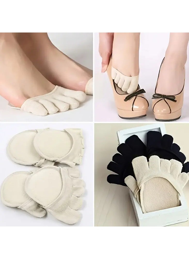 Goolsky 1pair Anti-friction Half-palm Five-toe Socks For Women, Sweat-absorbing Sponge Pads, Breathable Half-size Pads For High Heels  - Image 4