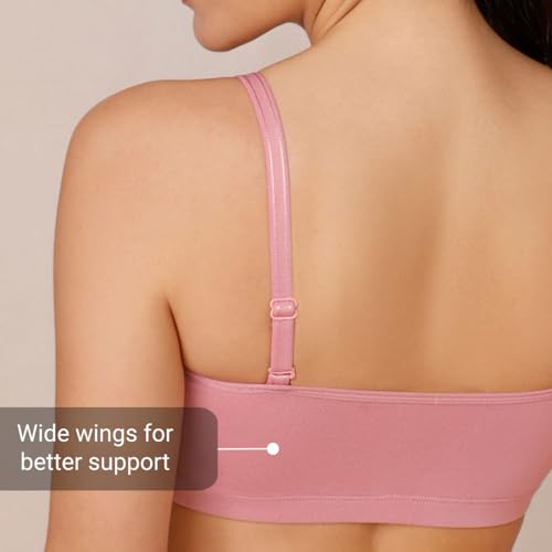 NYKD by Nykaa Easy Breezy Slip-On Bra Everyday T-Shirt Bra for Women, Wireless, Full Coverage, Non Padded-NYB165,Blush/White,XL - Image 3