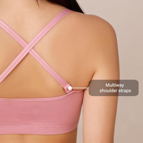 NYKD by Nykaa Easy Breezy Slip-On Bra Everyday T-Shirt Bra for Women, Wireless, Full Coverage, Non Padded-NYB165,Blush/White,XL - Image 4