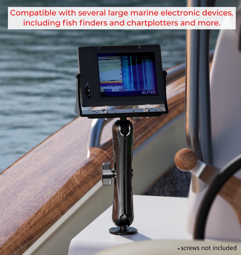 VAZESWIN Aluminum Alloy Fish Finder Mount with C Size 1.5" Ball Rectangular Plate & Round Base, 9.1" Long Arm Marine Electronic Mount Compatible with Garmin, Lowrance, Humminbird, Raymarine and More - Image 5