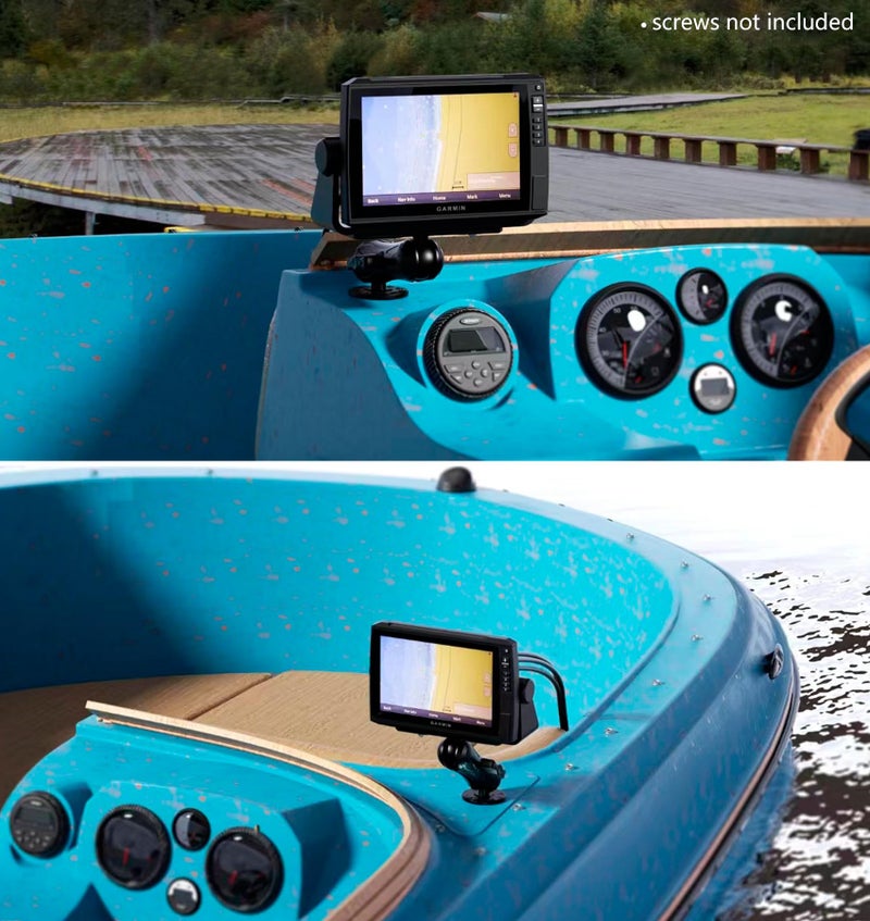 VAZESWIN Aluminum Alloy Fish Finder Mount with C Size 1.5" Ball Rectangular Plate & Round Base, 9.1" Long Arm Marine Electronic Mount Compatible with Garmin, Lowrance, Humminbird, Raymarine and More - Image 4