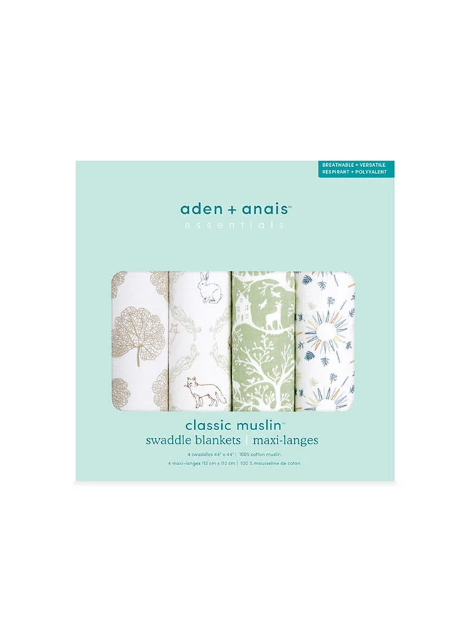 ايدن + أناي Pack of 4 Essentials Muslin Swaddle Blankets For Baby Girls And Boys, Newborn Receiving Blanket For Swaddling, 100% Cotton Baby Swaddle Wrap, Harmony