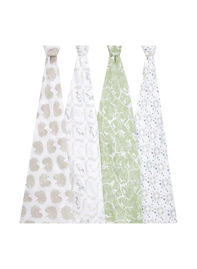 ايدن + أناي Pack of 4 Essentials Muslin Swaddle Blankets For Baby Girls And Boys, Newborn Receiving Blanket For Swaddling, 100% Cotton Baby Swaddle Wrap, Harmony