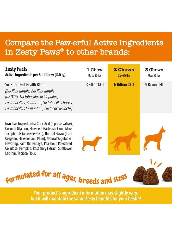 Zesty Paws Probiotics For Dogs - Digestive Enzymes For Gut Flora, Digestive Health, Diarrhea & Bowel Support - Clinically Studied De111 - Dog Supplement Soft Chew For Pet Immune System - Pumpkin  - Image 4