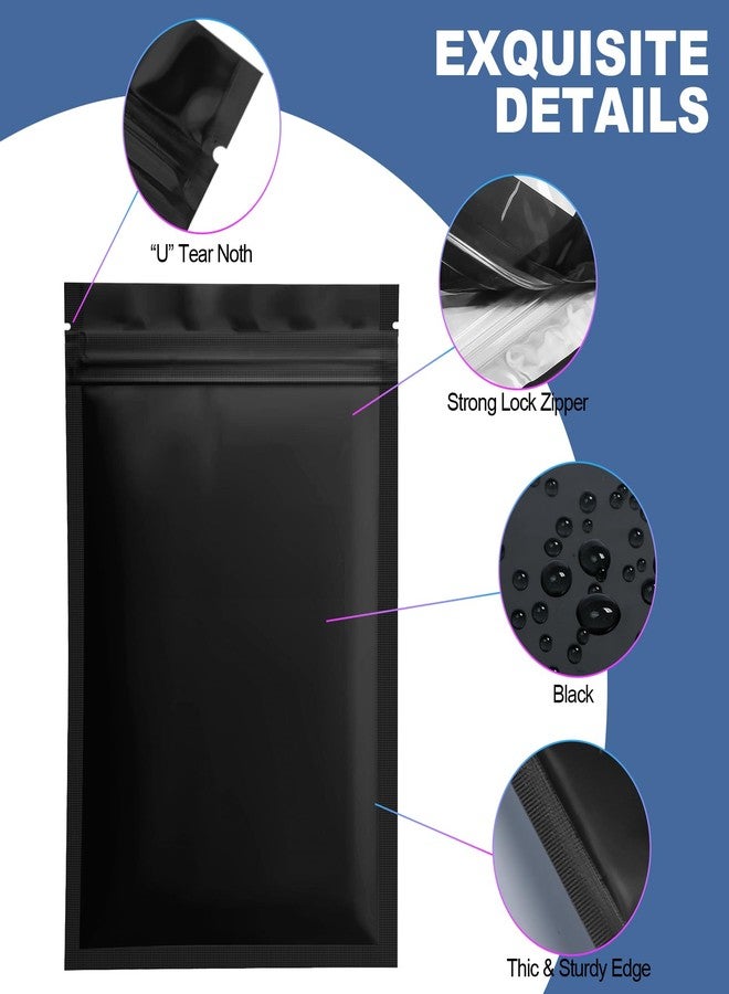 NIKUY 100 Pack Smell Proof Mylar Bags for Food Storage - 3 x 4.5 Inch Resealable Packaging Pouch Bags Matte Black - Image 5