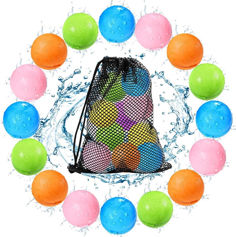 Tlitlimom 16Pcs Reusable Water Bomb Balloons Pool Beach Toys for Kids ages 312 Summer Toy Water Toy for and Girls Outdoor Activities Water Games Toys Self Sealing Water Splash Ball for Fun - Image 2