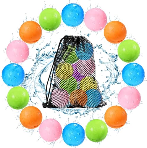 Tlitlimom 16Pcs Reusable Water Bomb Balloons Pool Beach Toys for Kids ages 312 Summer Toy Water Toy for and Girls Outdoor Activities Water Games Toys Self Sealing Water Splash Ball for Fun - Image 1