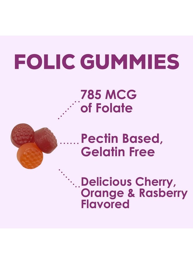 Nature's Nutrition - Folic Acid Gummies For Women 785 Mcg Essential Prenatal Vitamins For Mom & Baby Vegan Folic Acid Supplement Gummy B9 Chewable Extra Strength Folate For Before During After Pregnancy 60 Gummies - Image 1