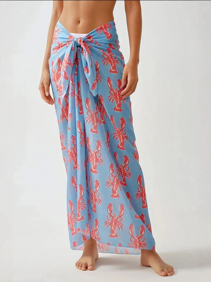 هيكاب غطاء شاطئ طويل مطبوع