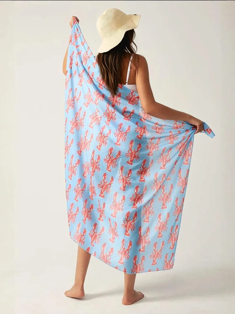 هيكاب غطاء شاطئ طويل مطبوع