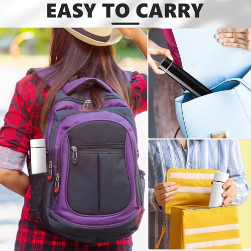 Vesici Slim Water Bottle 8.8 oz Small Stainless Steel Purse Compact Insulated Water Bottles Camping Travel Backpack Pocket Flask for Car Cold Coffee Tea(Black, White,2 Pack) - Image 5