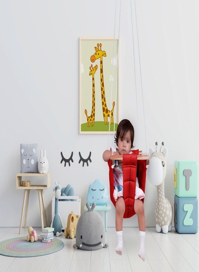 Mihad Baby Swing - Swing for Kids - Cotton Cloth and Wooden Hanging Swing for Babies - Indoor/Outdoor jhula for Baby Boy (Red) - Image 2