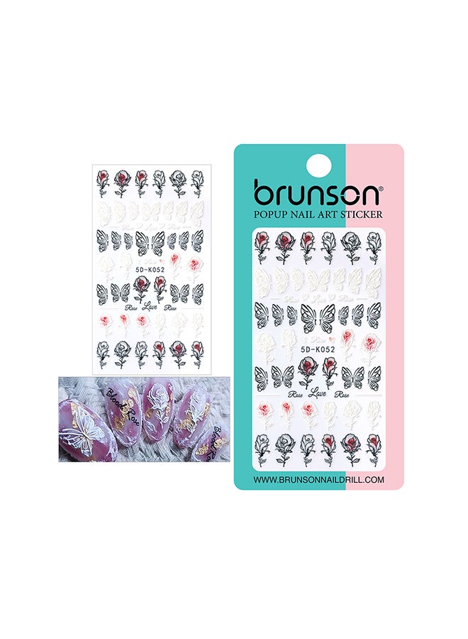 brunson 5D Flower Decals Exquisite Self Adhesive Nail Art Decoration Stickers 5D-k52