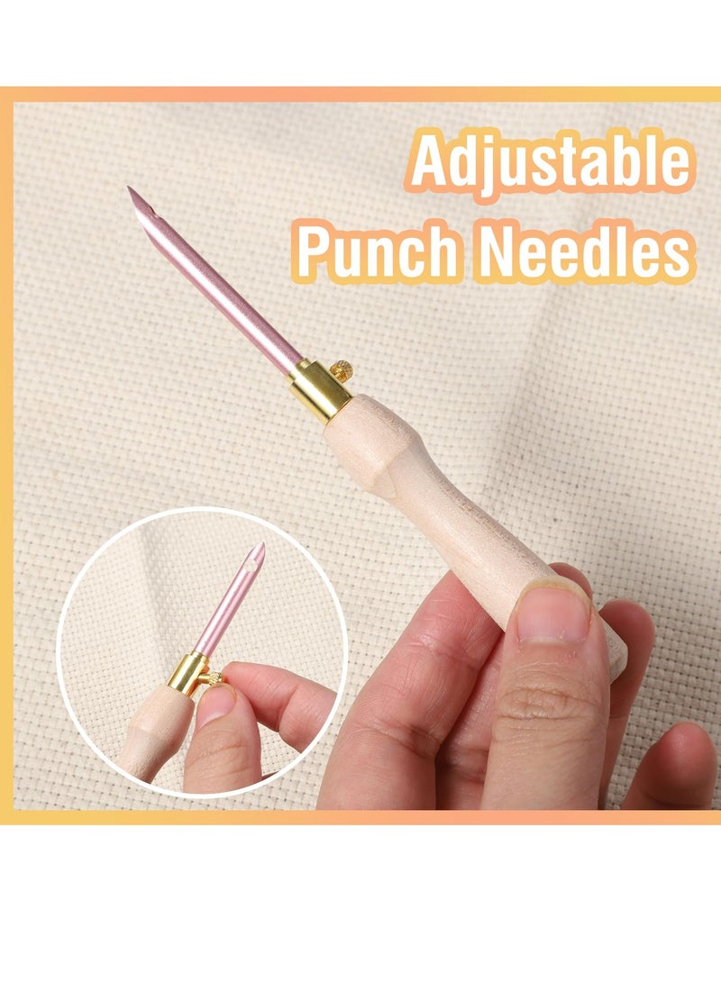 Excefore Punch Needle Kit, 35 Pcs Embroidery Stitching Punch Needle Poking Cross Stitch Tools, Punch Needle Wooden Handle Embroidery Pen Needle, Big Eye Needles, for Embroidery Embroidery Beginners  - Image 4