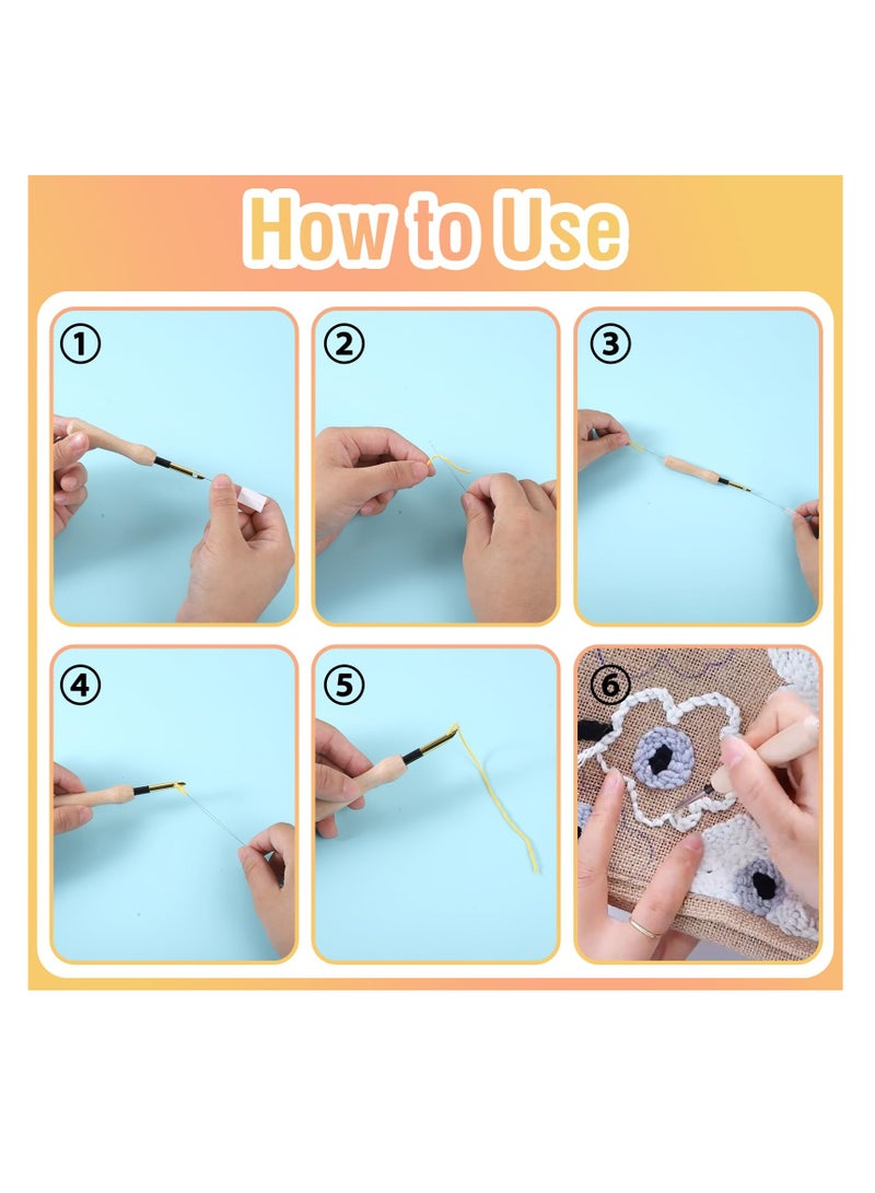 Excefore Punch Needle Kit, 35 Pcs Embroidery Stitching Punch Needle Poking Cross Stitch Tools, Punch Needle Wooden Handle Embroidery Pen Needle, Big Eye Needles, for Embroidery Embroidery Beginners  - Image 2