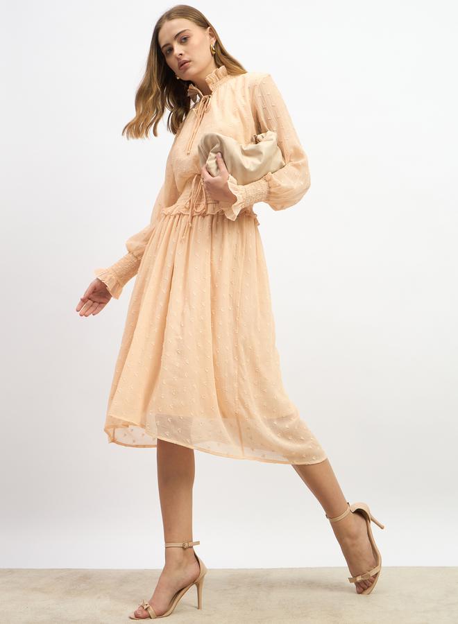 ستايلي فستان طويل بأكمام طويلة بنقوش - Image 1