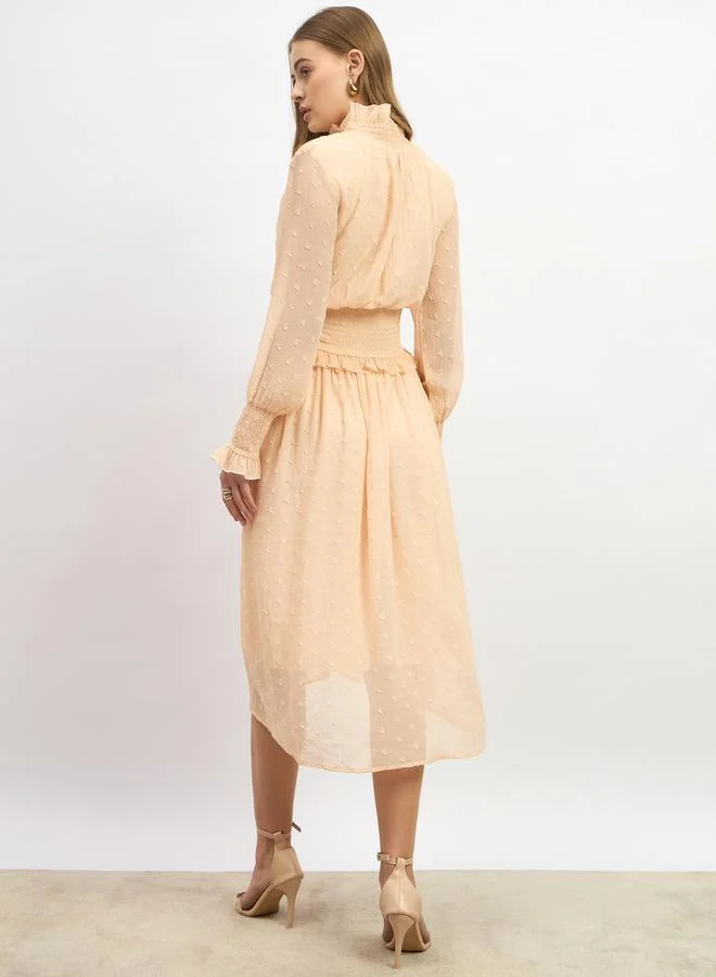 Styli Textured Long Sleeve Dress