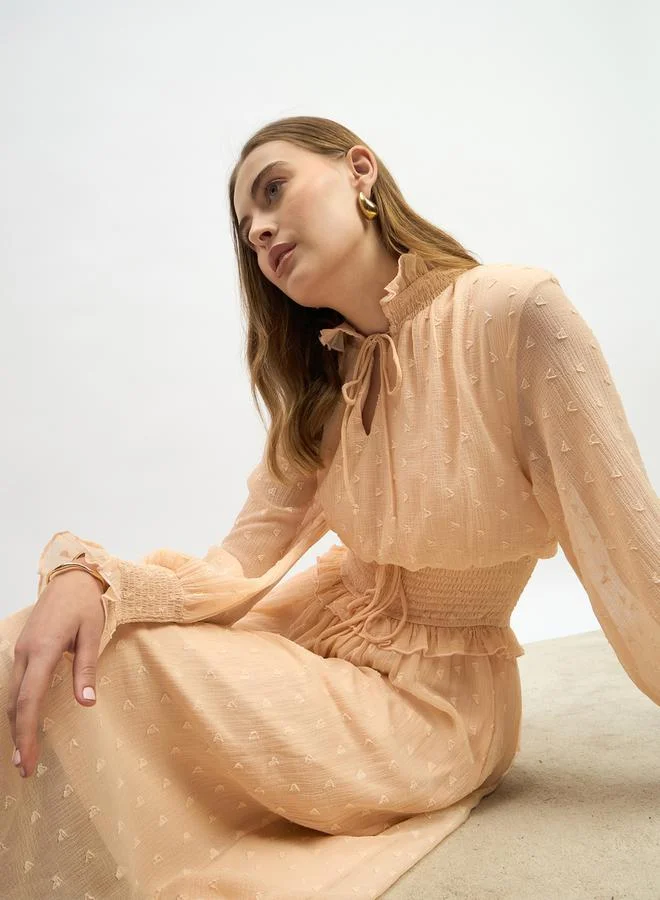 Styli Textured Long Sleeve Dress
