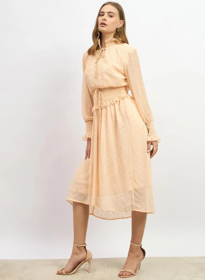 Styli Textured Long Sleeve Dress