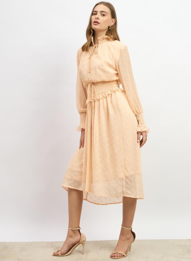 ستايلي فستان طويل بأكمام طويلة بنقوش - Image 3