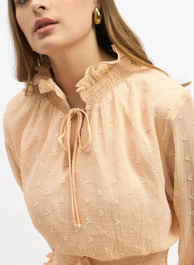 Styli Textured Long Sleeve Dress