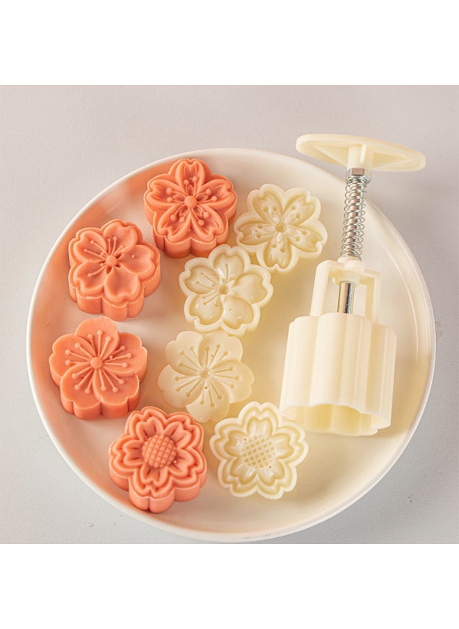 Cherry Blossom Moon Cake Mold Hand-pressed Mung Bean Cake Model Ice-skin Moon Cake Cake Chinese Style Dessert Flower Baking Household-Color - Image 3