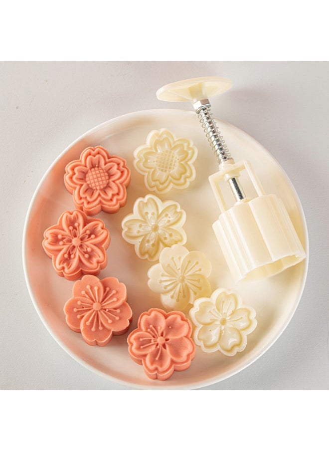 Cherry Blossom Moon Cake Mold Hand-pressed Mung Bean Cake Model Ice-skin Moon Cake Cake Chinese Style Dessert Flower Baking Household-Color - Image 2