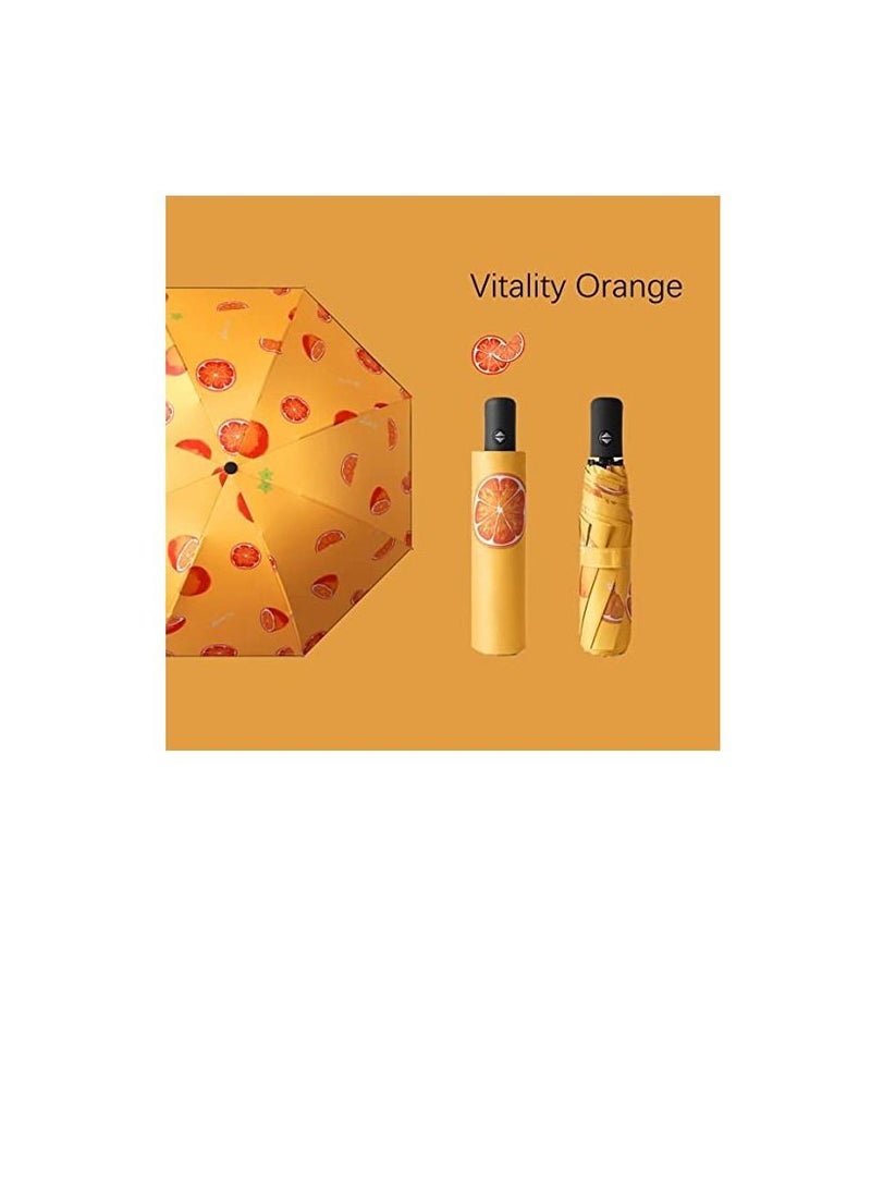 SYOSI - Fruits Series Automatic Folding Umbrellas, Rain & Sun, Windproof, Compact, Lightweight Portable Travel Umbrellas, UV Sun Umbrella Compact Folding Umbrella Auto Open Folding for Women Men - Image 1