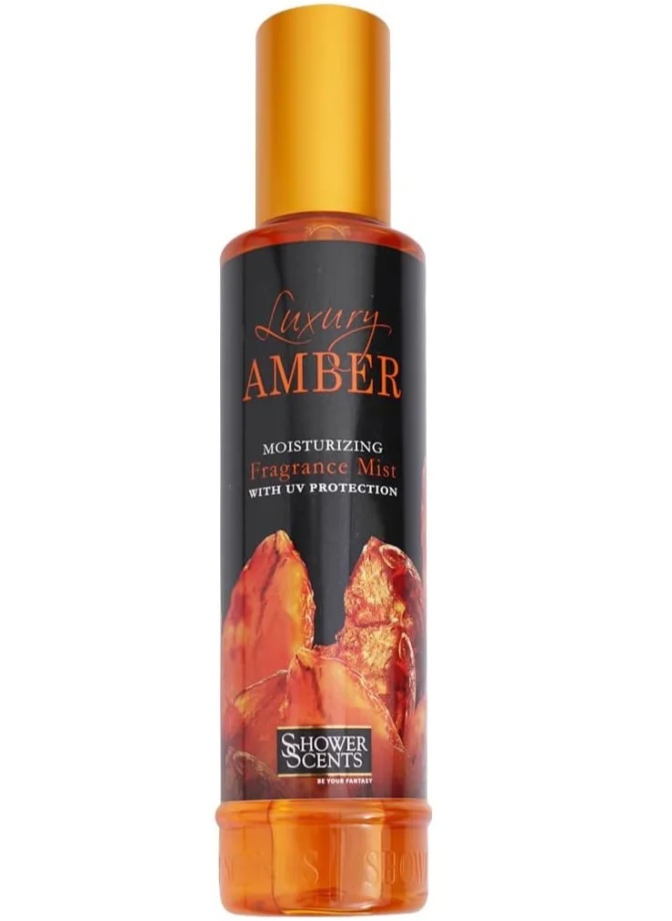 Shower Scents Shower Scents Luxury Amber Moisturizing Fine Fragrance Body Mist With Hyaluronic Acid, Pro - Vitamin B5 and UV Protection 250ml