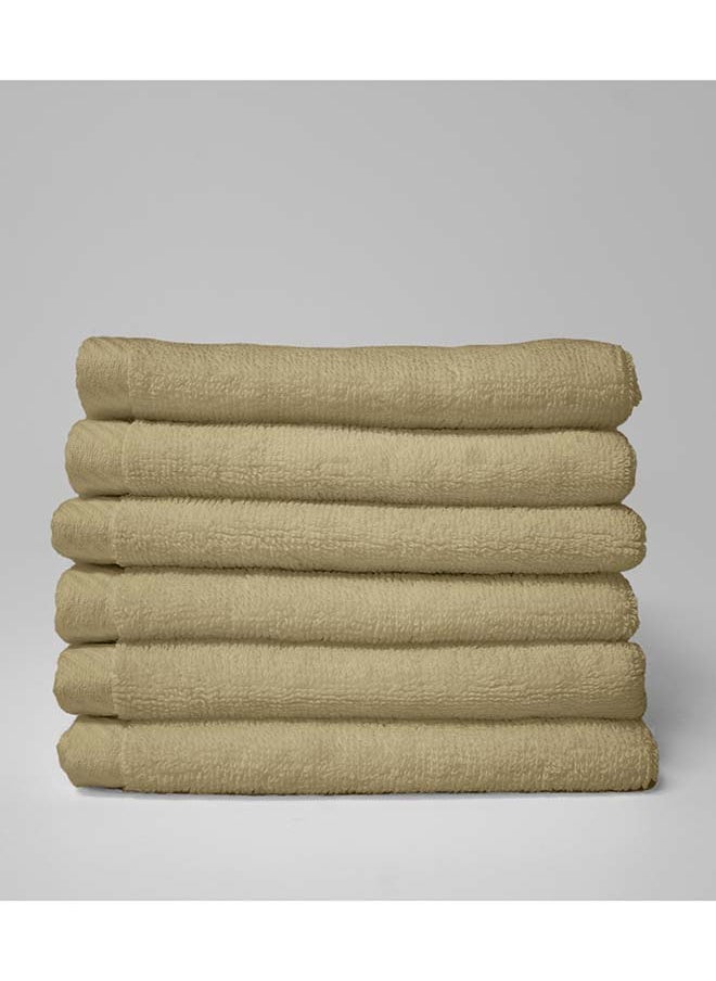 6 Pieces Face Towel by La'Marvel, Beige 600 GSM 100% Cotton Hotel Towels 